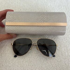 Jimmy Choo Gold Aviator Sunglasses with prescription